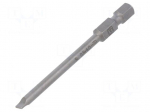 Screwdriver bit | slot | 4x0.8mm | 1/4" | Overall len: 70mm