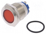 Indicator: LED | flat | red | 24VDC | 24VAC | &Oslash;19mm | screw | brass