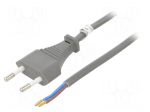 Cable | 2x0.75mm2 | CEE 7/16 (C) plug,cables | PVC | 1.5m | grey | 2.5A