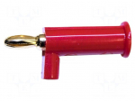 Laboratory connector: 3mm banana | plug | red | 5A | push-in | 10pcs.