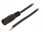 Cable | 2x0.5mm2 | wires,DC 5,5/2,1 socket | straight | black | 1.5m