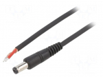 Cable | 1x1mm2 | wires,DC 5,5/1,7 plug | straight | black | 1.5m | round