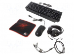 Gaming kit | black,red | Jack 3,5mm,USB A | HU layout,wired | 1.8m