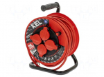 Extension lead | 3x1.5mm2 | 25m | rubber | red | Sockets no: 4 | reel | 16A