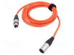 Cable | XLR male 3pin,XLR female 3pin | 3m | orange | 0.25mm2