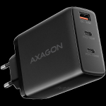 AXAGON ACU-DPQ100 GaN Wall charger, 3x port (USB + dual USB-C), PD3.0/QC4+/PPS/Apple, 100W, black