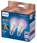 Philips Smart WiZ 60W A60 E27 gudrā LED spuldze 822-65 RGB 2PF/6 929003601041 8720169171060