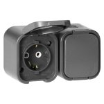 Uued tooted // Gniazdo podw&oacute;jne n/t 2P+Z, Schuko, bryzgoszczelne z klapką B2, IP54, NT-7B2, szary