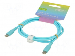 Cable | USB 2.0 | USB C plug,both sides | 1.5m | turquoise | silicone