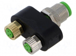 Adapter | M12,M8 | PIN: 3,4 | M12 male 4pin,M8 female 3pin x2 | 60VDC