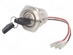 Switch: key switch | Stabl.pos: 3 | Contacts: 3PST | &Oslash;30mm | Key: flat