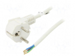 Cable | 3x1mm2 | CEE 7/7 (E/F) plug angled,cables | PVC | 1.5m | white