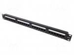 Patch panel | black | Number of ports: 24 | 19" | Cat: 6 | rack 19" | RACK
