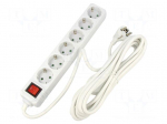 Extension lead | 3G1.5mm2 | 5m | PVC | white | Sockets no: 6 | 16A