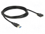 Cable | USB A plug,USB B micro plug | 2m | black | 26AWG,28AWG | 5Gbps