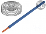 Wire | LiY-Toy | stranded | Cu | 0.75mm2 | PVC | blue | 300V | 10m | Class: 5