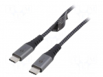 Cable | USB 2.0 | USB C plug,both sides | 0.15m | 480Mbps | textile