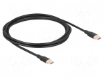 Cable | USB 2.0 | USB C plug,both sides | gold-plated | 2.5m | black
