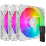 Cooler Master SickleFlow Edge 120 ARGB White Edition Fan Kit, white case fan, 3-pack, with A1 Mini LED controller, 120 mm
