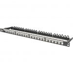 Digitus Modular High Density Patch Panel, 24-Port, Rack Mount (black, 0.5 U, for Keystone Modules, with Labeling Field)