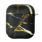 Kingxbar Marble Silikona Aizsargapvalks Austiņām Apple Airpods 1 | 2 Melns