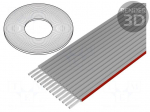 Wire: ribbon | 1mm | stranded | Cu | 16x28AWG | unshielded | PVC | grey