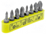 Kit: screwdriver bits | Pcs: 8 | Phillips,Pozidriv&reg; | 30mm
