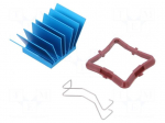 Heatsink: extruded | grilled | BGA | blue | L: 23mm | W: 23mm | H: 17.5mm