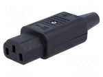 Connector: AC supply | plug | female | 10A | 250VAC | IEC 60320 | C13 (F)