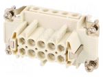 Connector: HDC | contact insert | female | S-E | PIN: 10 | 10+PE | 16A