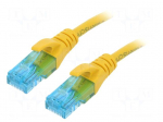 Patch cord | U/UTP | 5e | stranded | CCA | PVC | yellow | 0.25m | 26AWG