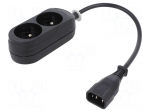 Cable | CEE 7/5 (E) socket,IEC C14 male | 0.3m | Sockets: 2 | black