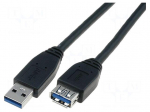 Cable | USB 3.0 | USB A socket,USB A plug | nickel plated | 1.8m