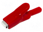 Crocodile clip | 25A | Grip capac: max.15mm | Overall len: 94mm | red