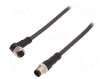 Connection lead | M12 | PIN: 8 | 1m | plug | 30VAC | 4A | -25&divide;80&deg;C | 30VDC