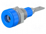 Socket | 2mm banana | 10A | 23mm | blue | Mounting: soldered,on panel