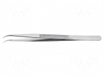 Tweezers | 150mm | Blades: narrow,curved | universal | tips serrated