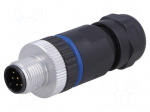 Connector: M12 | plug | PIN: 8 | male | 30V | straight | IP67 | for cable