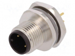 Connector: M12 | socket | PIN: 3 | male | 250V | straight | IP67 | THT | 4A