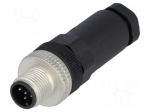 Connector: M12 | plug | PIN: 5 | male | E | 50V | straight | IP67 | for cable