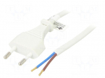 Cable | 2x0.75mm2 | CEE 7/16 (C) plug,wires | PVC | 1.5m | white | 2.5A