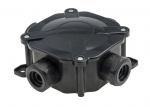 Junction box surface mounting IP67 with clamps 5x4mm2 black 75x75x33mm with glands black UV
