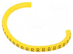 Marker: cable | Marking: R | 1.3&divide;3mm | PVC | yellow | leaded | PA-02 | L: 3mm