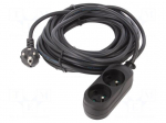 Extension lead | 3x1.5mm2 | 10m | PVC | black | Sockets no: 2 | 16A