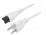 Cable | 3x18AWG | IEC C5 female,NEMA 5-15 (B) plug | PVC | 3m | white
