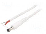 Cable | 1x1mm2 | wires,DC 5,5/1,7 plug | straight | white | 1.5m | round