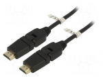 Cable | HDMI plug movable 360&deg;,both sides | PVC | HDMI 2.0 | 5m