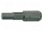 Screwdriver bit | hex key | HEX 2.5mm | 1/4" | Overall len: 25mm