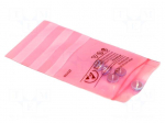 Protection bag | ESD | L: 305mm | W: 254mm | Thk: 75um | 100pcs | LDPE | pink