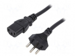 Cable | 3x1mm2 | IEC C13 female,SEV-1011 (J) plug | PVC | 5m | black